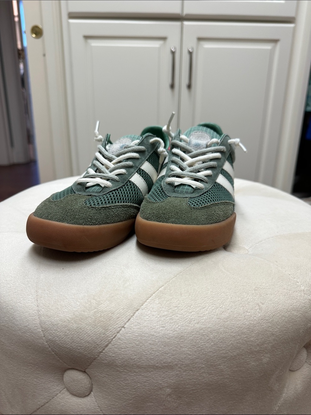 Women’s Green Mesh & Suede Sneakers with Gum Sole